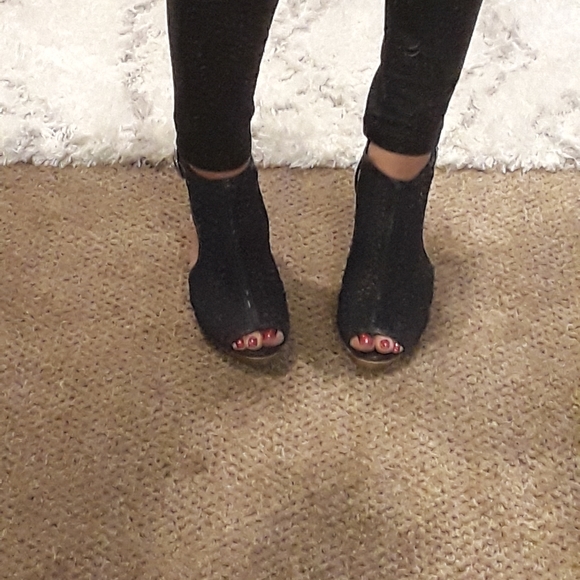 Navy Blue Espadrille Wedge Heels - Picture 2 of 11